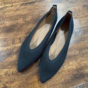 Everlane Reknit 40 Hour Black Knit Pointed Toe Flats Shoes 8